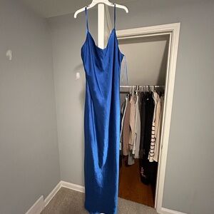 Elegant Blue Satin Dress